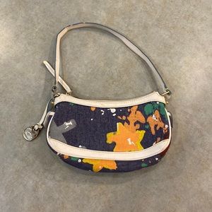 Dooney & Bourke Navy Floral Mini Shoulder Bag with Cream Trim